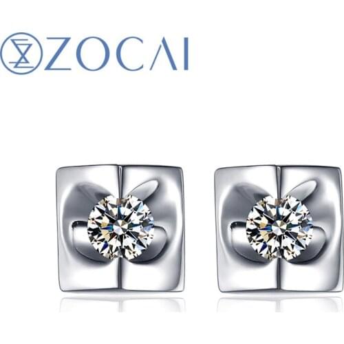 ZOCAI Angels Kiss Earrings 0.16 CT Certified Diamond Stud Earrings in 18K White Gold E00009