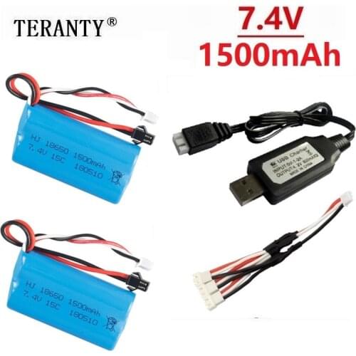 SM Plug ) 7.4V 1500mAh lipo Battery for YDI U12A Syma S033g Q1 TK H101 18650 7.4V Battery Rc Toys Boats Cars Tanks Drone Part