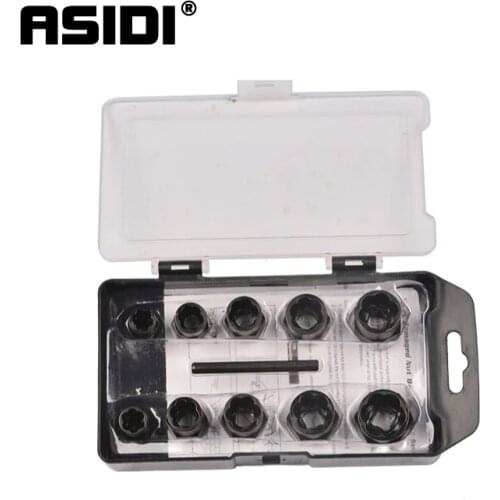 Locking Wheel Nut Removers 11pc Nut Bolt Stud Extractor Twist Socket Sets Tool