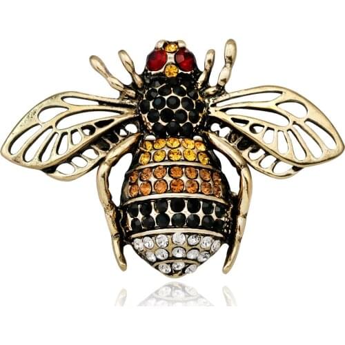 Unique Design Insect Series Brooch Pin Women Delicate Little Bee Brooches Crystal Rhinestone Brooch Jewelry Girl Gifts AG130