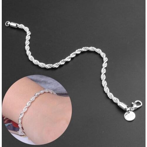 Punk Design Twist Sterling Bracelets & Bangles For Women Fine Jewelry Pulseras Mujer Moda 2021