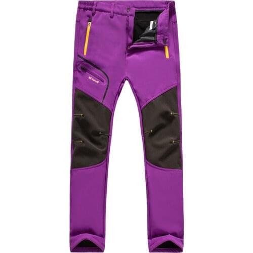 2019 new style waterproof pants women fleece pants soft shell winter trousers fishing down outdoor pants