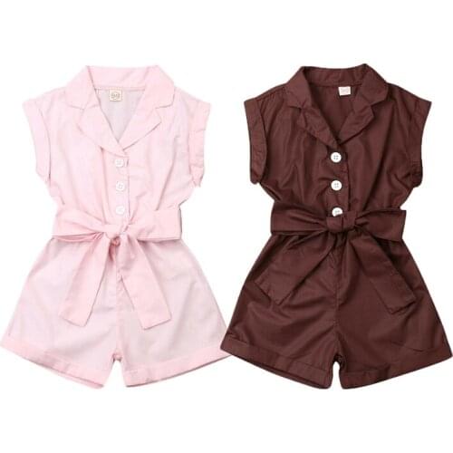 1-6Y Summer Infant Baby Girl Kid Rompers Sleeveless Bow Romper Overalls Summer Clothes Top