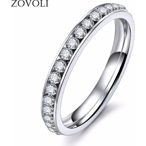 ZOVOLI Luxury Silver Color Cubic Zirconia Rings For Women Unique Wedding Band Engagement Love Crystal Ring Fashion Jewelry