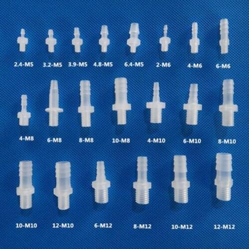10pcs M10,M12 Male Thread Straight Connector Soft Hose Plastic Adapters for Aquarium Fish Tank Home Garden Supplies