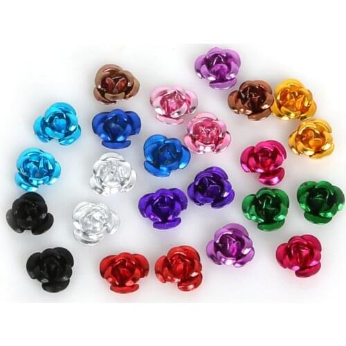 100pcs/bag Aluminium 3D Rose Flower DIY Craft Making Wedding Party Dress Decoration Rhinestones Decorations Nails Art Tools