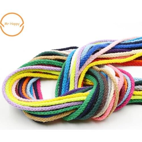 5mm 10yards/lot Diy accessories twisted round 100% cotton cord decoration rope Beige cotton rope hand woven drawstring