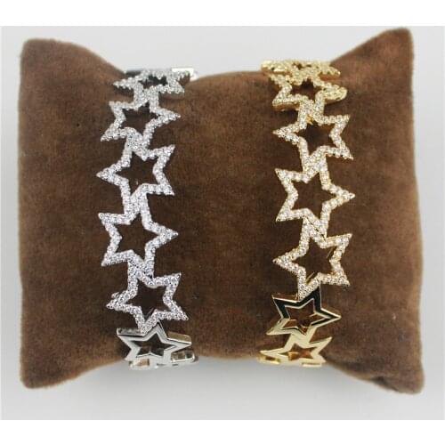 5pcs/lot New design colorful cz bangles,beautiful star shape plated cubic zircon bangles,popular women’s love bangle wholesale