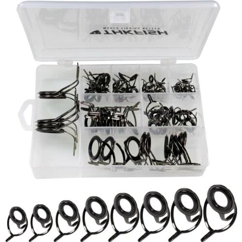 75pcs/box Double Leg Fishing Rod Guides #6-#30 Ceramic Ring Saltwater Freshwater Fishing Rod Repair Kit