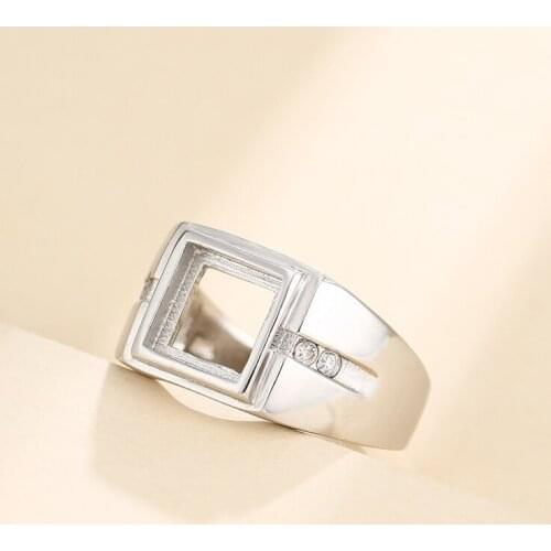 8.5*8.5mm 925 STERLING SILVER Semi Mount Bases Blanks base blank Pad men ring Setting jewelry findings (without stone) A5394