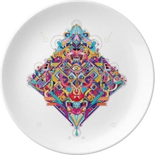 Diamond Playing Cards Geometric Pattern Dessert Plate Decorative Porcelain 8 inch Dinner Home