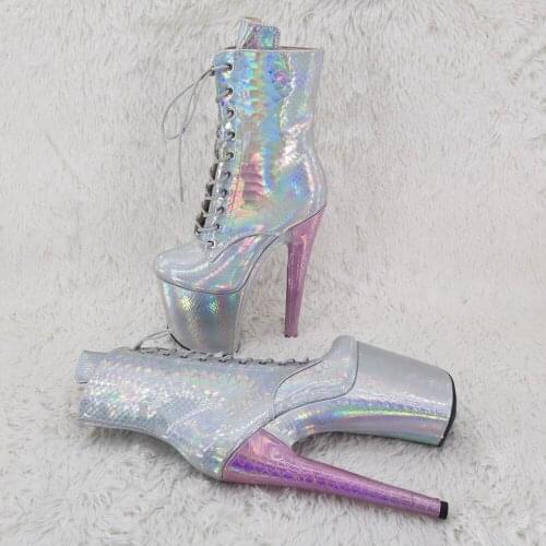Leecabe 20cm/8inches shininy upper closed toe High Heel platform Pole Dancing boots