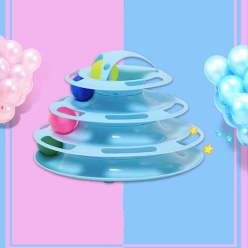 Four Levels Pet Cat Toy Tower Tracks Disc Cat Intelligence Amusement triple Pay Disc Cat Toys Ball Training Amusement Plate