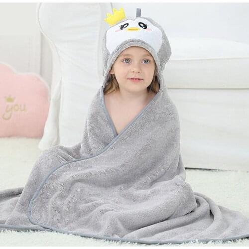 Kids Bath Towel Cute Cartoon Animal Baby Blanket Sleeper Solid Hooded Toddler Girls Boys Beach Towel 0-10Y Childrens Bath Robe