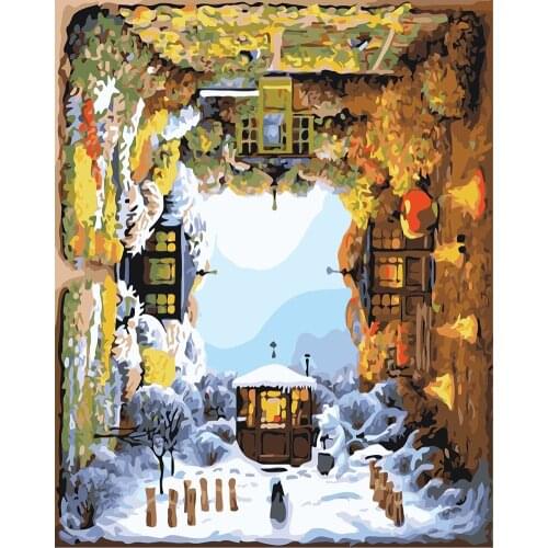 DIY Oil Painting by Numbers Kit Revolving seasons Acrylic Painting on Canvas Home Decor Wall Artwork for Living Room Picture