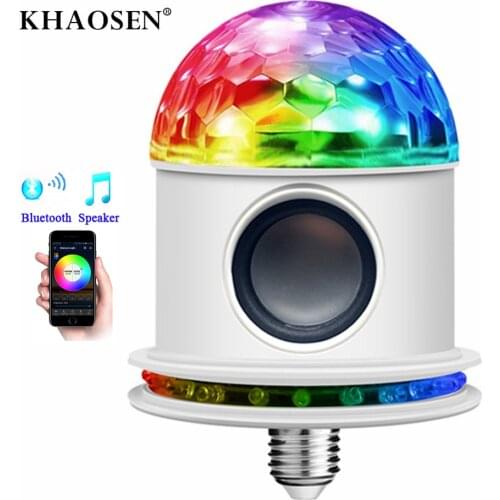 E27 Bluetooth Speaker 3W/7W RGB Bulb LED Lamp 110V 220V Smart Led Light Music Player 12W Stage rotating lights Holiday pairing