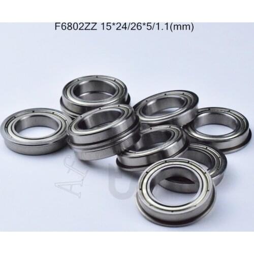 F6802ZZ 15*24*26*5*1.1(mm) 10pieces F6802 Flange bearings 6802 F6802Z F6802ZZ chrome steel deep groove bearing