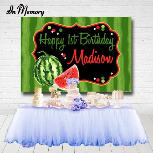 InMemory Watermelon Fruit Party Photography Backgrounds Green Kids Summer 1st Birthday Party Backdrops Custom 7x5ft