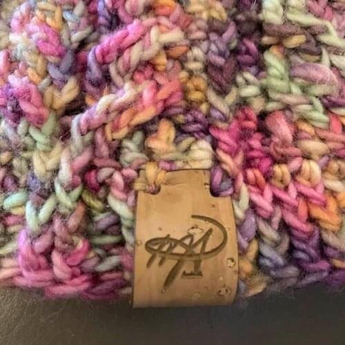 Customize Center fold cork leather labels，Leather labels for knitted and crocheted items，leather tags for crochet