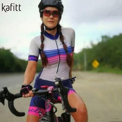 Kaffert Summer New Professional Womens Bicycle Short-sleeved Pullover Sports Jersey Sexy Tight-fitting Stretch Jumpsuit