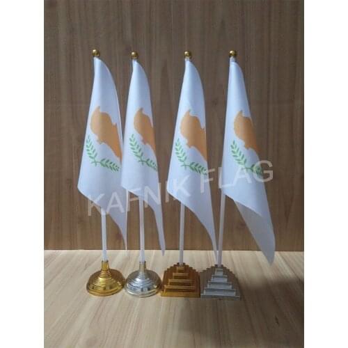 KAFNIK,5/10pcs a lot Cyprus table desk flag banner 14*21cm flag /Plastic flags or suction cups for your choice free shipping