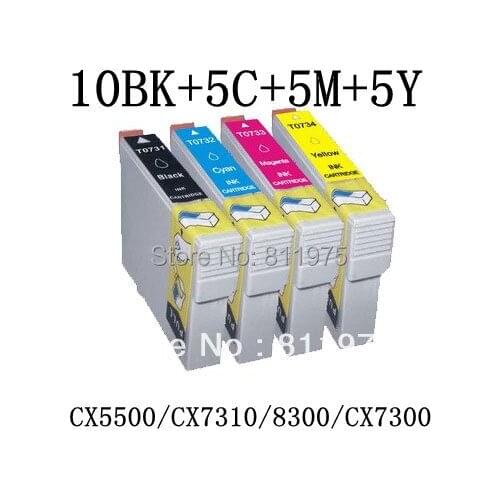 25PCS Free shipping T0731N-T0734N compatible ink cartridge For EPSON Stylus TX100/TX101/TX200/TX209/TX110/TX210/TX300F printer