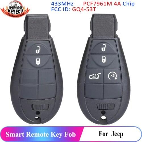 KEYECU FCC: GQ4-53T 4A Chip for Jeep Cherokee Sport KL 2014 2015 2016 2017 2018 2019 Smart Remote Key 433MHz Fob Fobik Key
