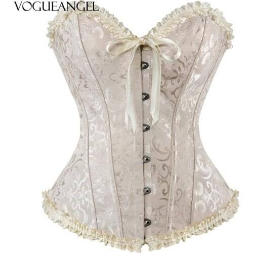 Lace Up Corset Jacquard Floral Bustier Plus Size 6XL Gorset Busk Korsett For Women With Thong Outfit Waist Slimming Clothing