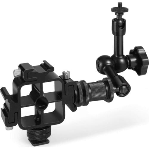 Hot Shoe Mount w/Triple Bracket, Magic Arm Stand Adapter Set for Flash Speedlite Light, Umbrella Holder, DSLR Camera Rig, Led