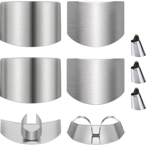 Kitchen Tool 9 Pcs Set Stainless Steel Cutting Hand Guard Adjustable Peeler Handles Fruit and Food Protection Finger Utensils