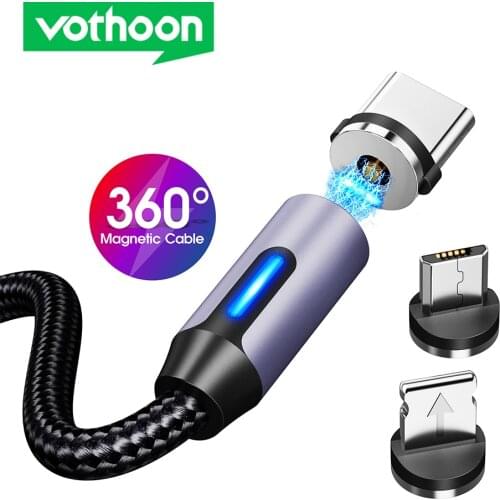 Vothoon 3 in 1 Magnetic Cable Fast Charging Micro USB Type C Cable Magnet Charge Wire Mobile Phone Cable USB C Cord