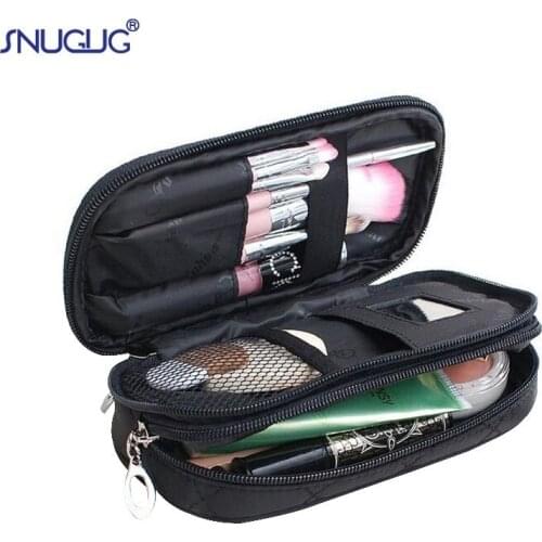 SNUGUG Brand Fashion Mini Cosmetic Bag Double Storage Organizer Toiletry Beauty Brushes Makeup Bag Women Travel Necessaries