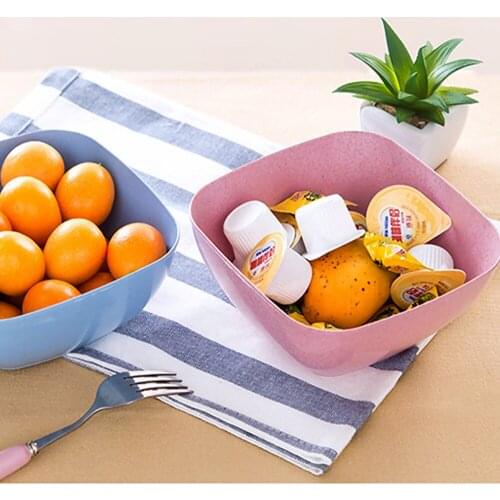 NICEYARD 14.5*14.5cm Square Salad Bowl Wheat Straw Fruit Plate Living Room Candy Snack Plates