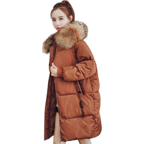 2019 Winter New Pattern Down Cotton Easy Will Code Cotton-padded Clothes Girls Long Fund Easy Cotton-padded Loose Coat