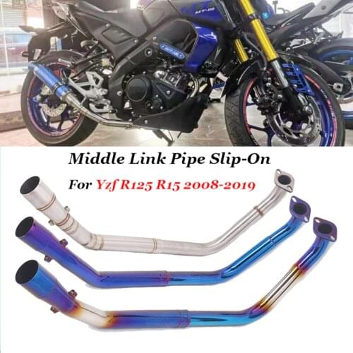 Slip-on For YZF R125 2019 R15 V3 2008- 2019 YZF R15 MT125 Motorcycle Exhaust Muffler Front Middle Link Pipe Escape Muffler 51mm
