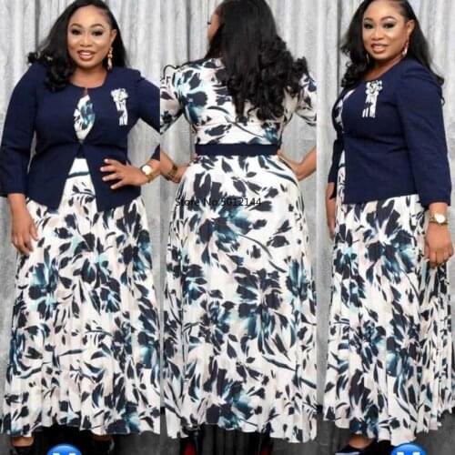 African Clothes for Women 2021 Summer African Women Long Sleeve Plus Size Printing Dress Suit 2XL-5XL Maxi Dress