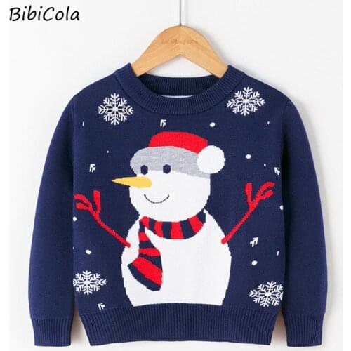 Autumn Winter New Warm Sweater Children Long Sleeve Cartoon Print School Baby Fleece Christmas Kids Boy Knitwear 3-7 Year