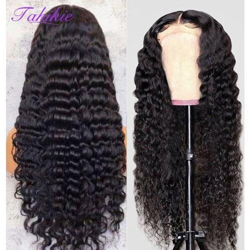 13x6 13x4 Lace Frontal Wig Deep Wave Frontal Wig 4x4 Closure Wig Brazilian 30 Inch Natural Wigs For Women Remy Hair Tahikie