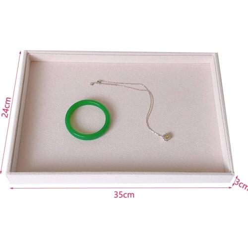 High Quality Beige Velvet Jewelry Tray Jewellery Organizer Storage Box Watch Holder Necklace Ring Earring Pendant Stand Series