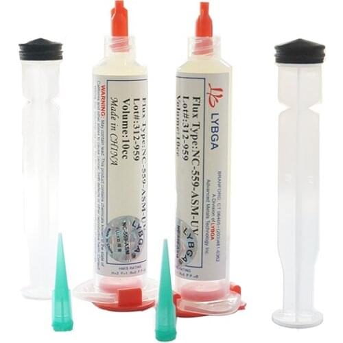 1PCS LY BGA 10cc NC-559-ASM-UV lead-free solder flux with Needles piston syringe putter