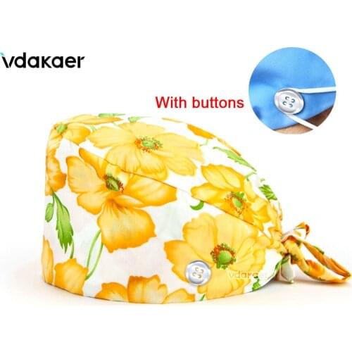Adjustable Button Scrubs Women Operating Room Hats Pharmacy Nursing Cap Laboratory Pet Shop Hat Beauty Salon Care Cap Hat