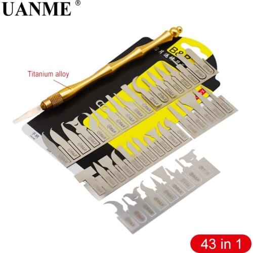UANME 43in1 BGA Maintenance Knife For iPhone CPU NAND CHIP IC Remove Glue Disassemble Rework Blade