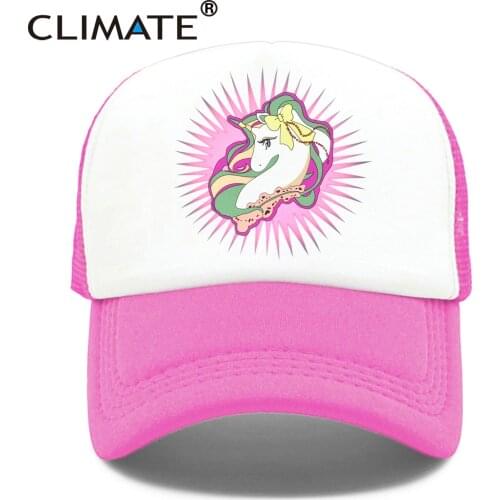 CLIMATE Unicorn Cap for Girls Hat Unicorn Pink Rose Cute Cap Lovely Summer Caps Hat Hip Hop Mesh Baseball Caps Hat for Women