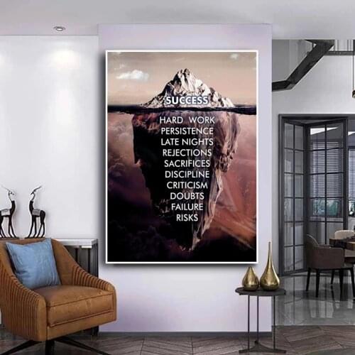 Success Canvas Posters Landscape Motivational Wall Art Quote Prints Posters Wall Pictures for Office Living Room Home Cuadros