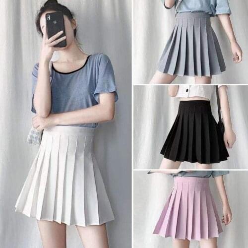 2021 Women Skirt High Waist Pleated Cute Girls Tennis School Mini Uniform Female Loose Casual Short Bottoms Spring Fall Clothing