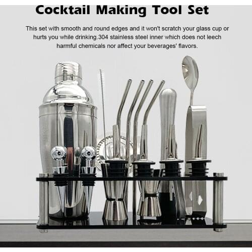 20pcs Fine Quality Cocktail Making Set Cocktail Set Boston Shaker Mixer Stainless Drink Making Stainless Steel Kit for Home Bar