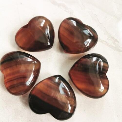 3CM Beautiful Natural Yellow Fluorite Crystal Stone Carved Puffy Heart Ornaments For Decoration