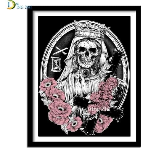 5D Diamond Painting Diamond Embroidery Scary Skull Bride Diy Mosaic Rose Flower Cross Stitch Full Square Round Drill Home Decor