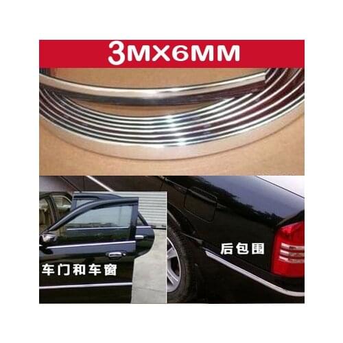 6mm x 3m Car Chrome Styling Moulding Trim Strip Auto Body Window Exterior Decoration Car Accessories Tool