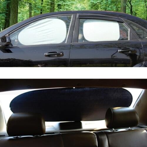 6Pcs Car Sun Shade Folding Silver Reflective Windshield Window Visor Shield Cover Suction Cup Car Sunshield Sunscreen Curtain